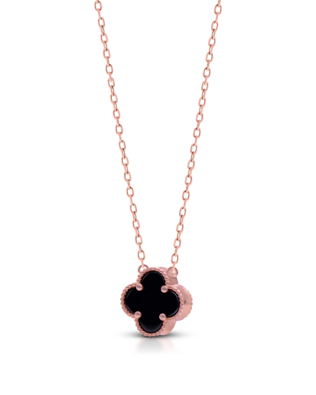 Silver Noir Bloom Rose Gold Pendant Necklace