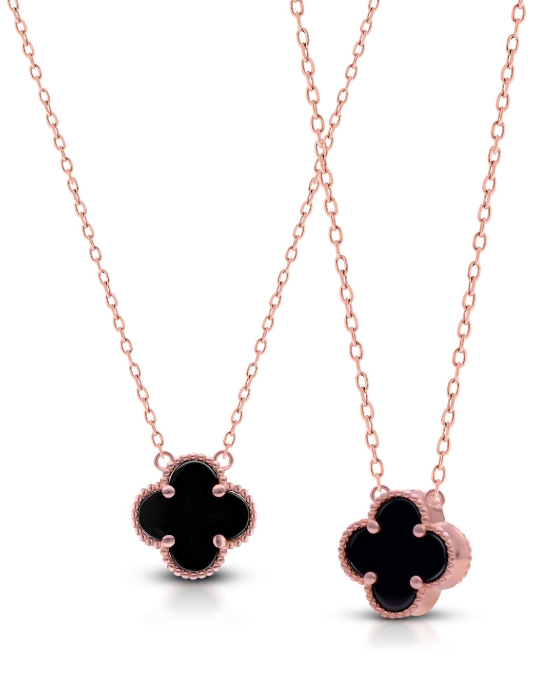 Silver Noir Bloom Rose Gold Pendant Necklace