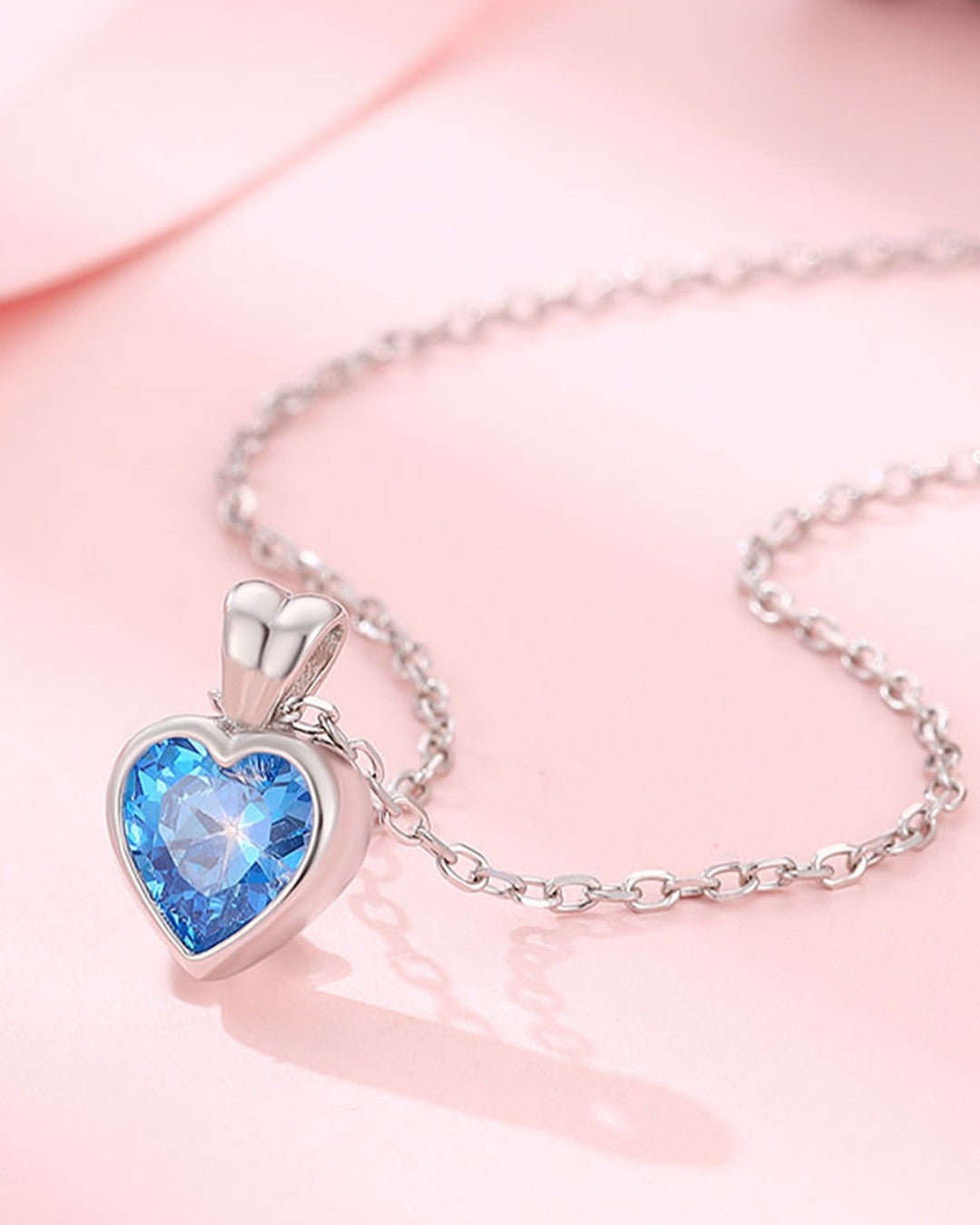 Silver Ocean Breeze Heart Pendant Necklace