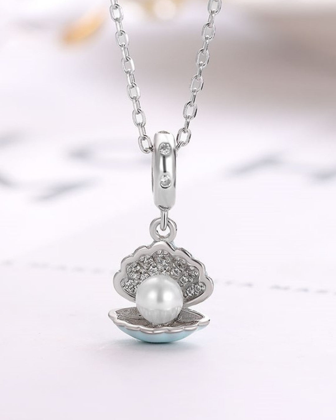 Silver Ocean's Treasure Pearl Pendant Necklace