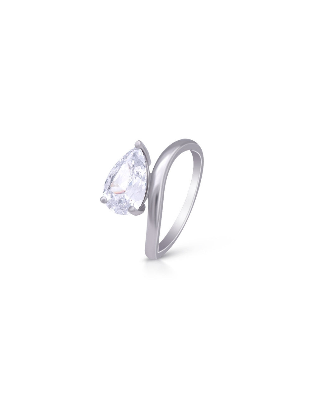 Silver Pear Brilliance Sculpted Ring