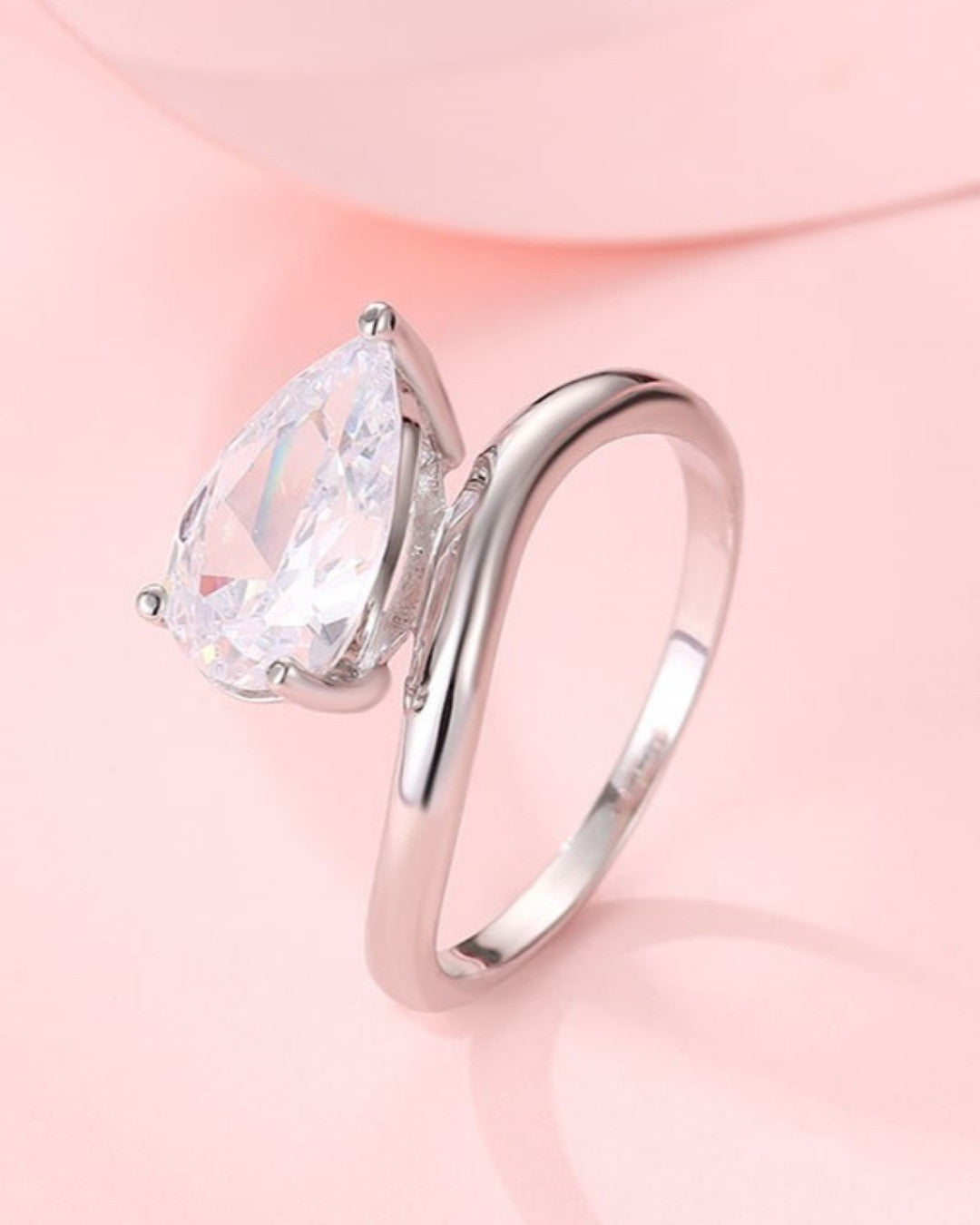 Silver Pear Brilliance Sculpted Ring