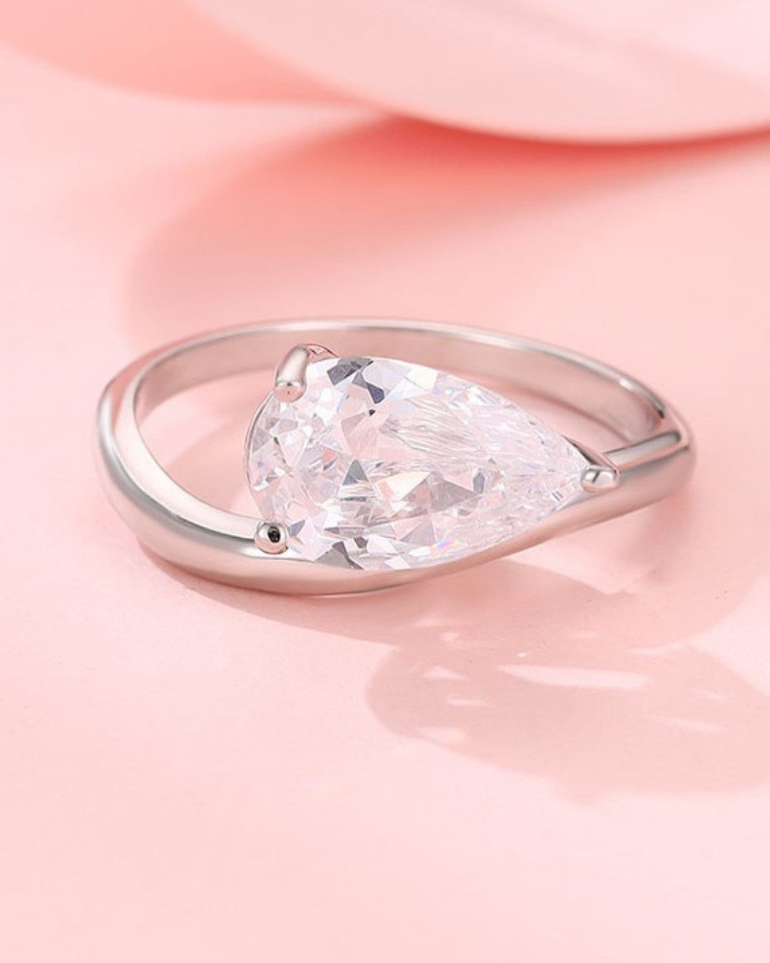 Silver Pear Brilliance Sculpted Ring
