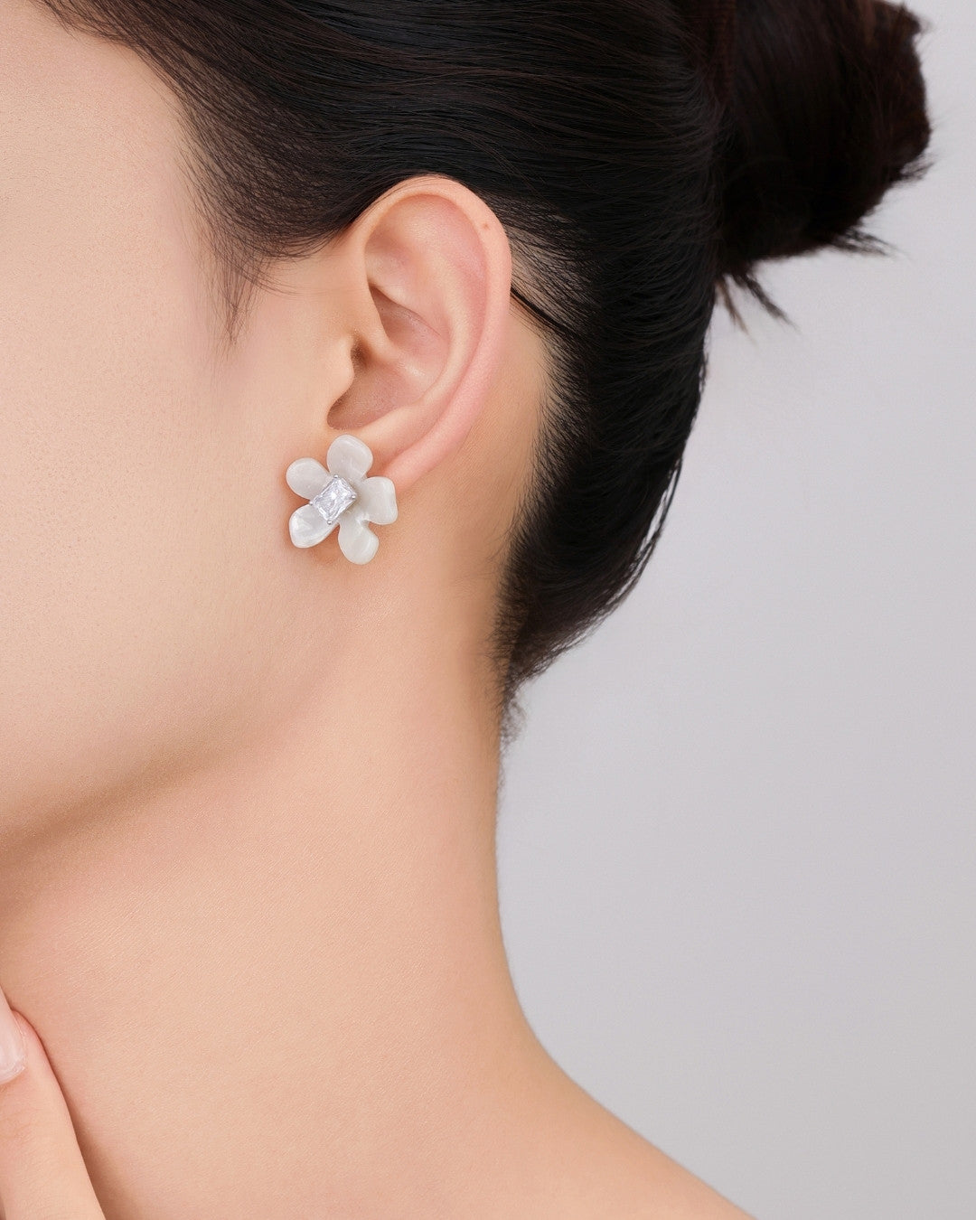 Silver Pearl Blossom Elegance Earrings