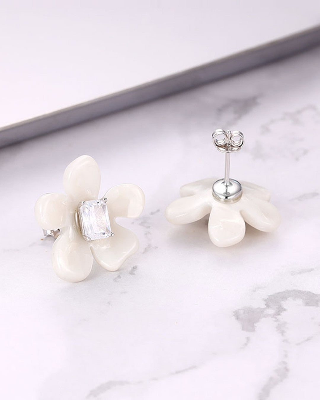 Silver Pearl Blossom Elegance Earrings