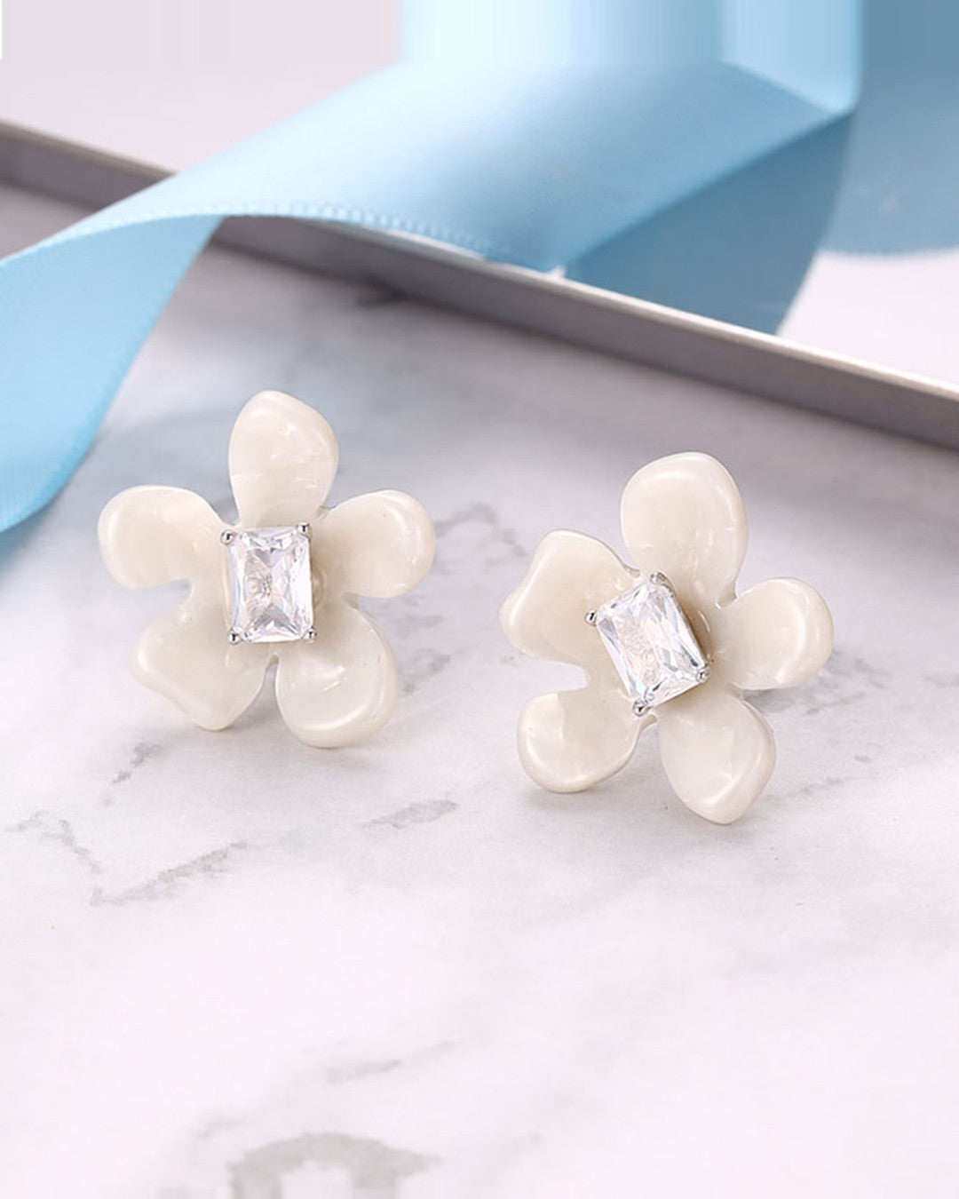 Silver Pearl Blossom Elegance Earrings