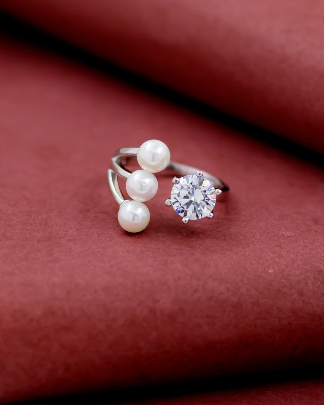 Silver Pearl Majesty Open Ring