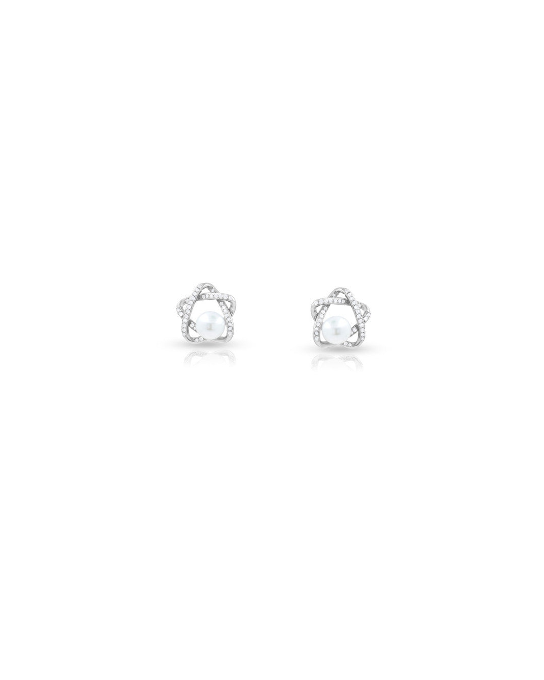 Silver Pearl Orbit Elegance Earrings