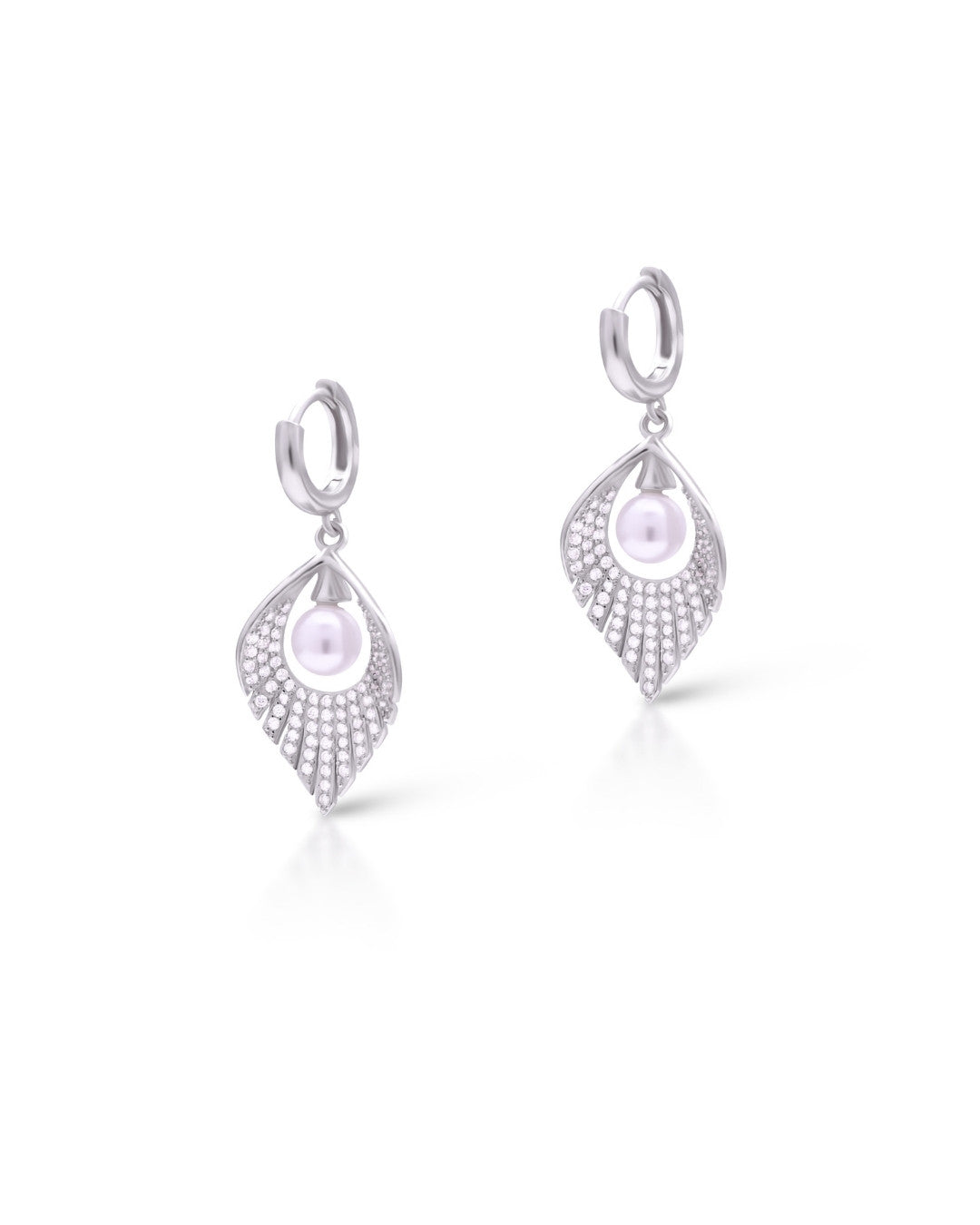 Silver Pearl Radiance Hoop Earrings