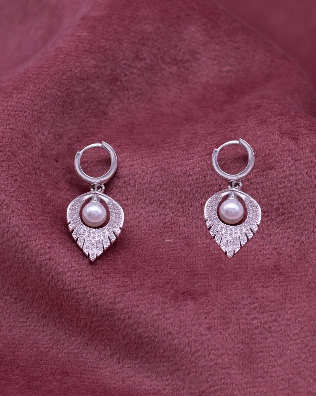 Silver Pearl Radiance Hoop Earrings