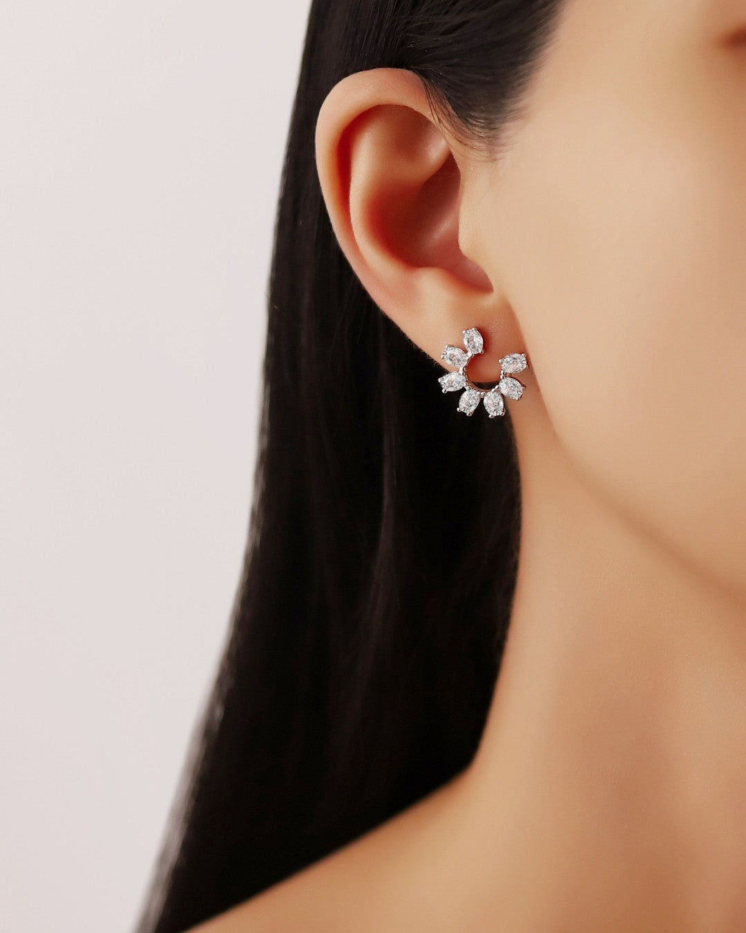 Silver Radiant Blossom Sparkle Earrings