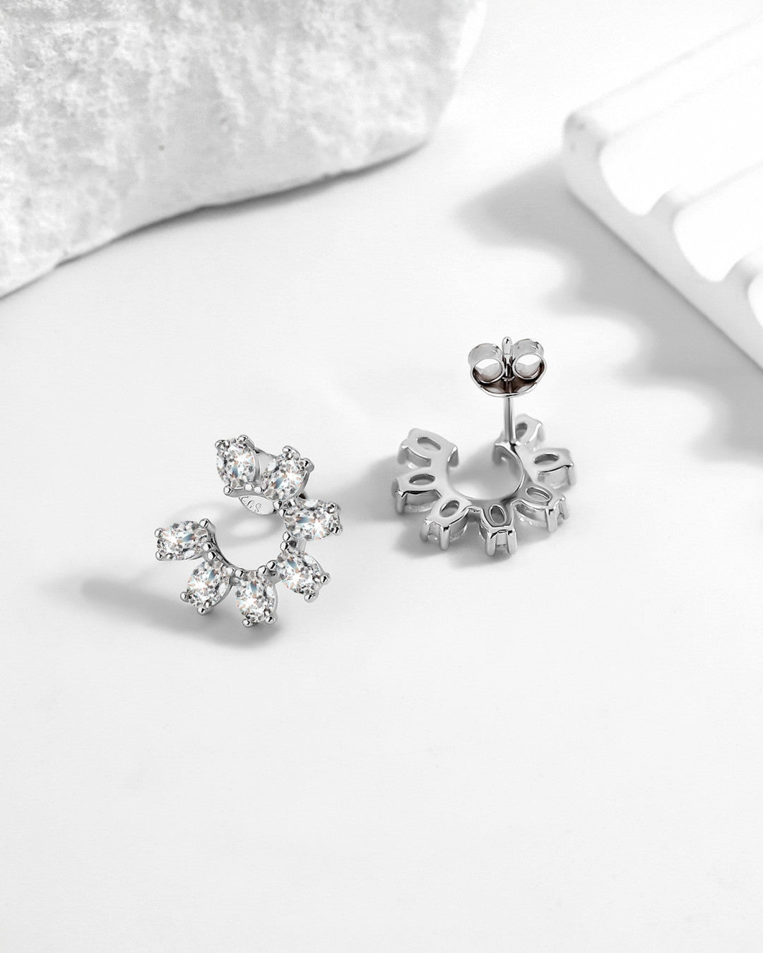 Silver Radiant Blossom Sparkle Earrings