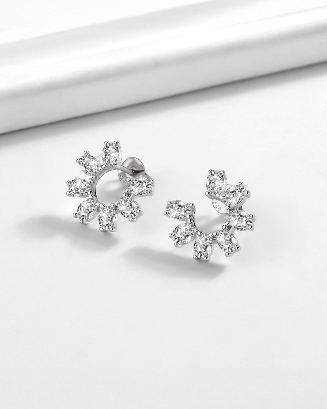 Silver Radiant Blossom Sparkle Earrings
