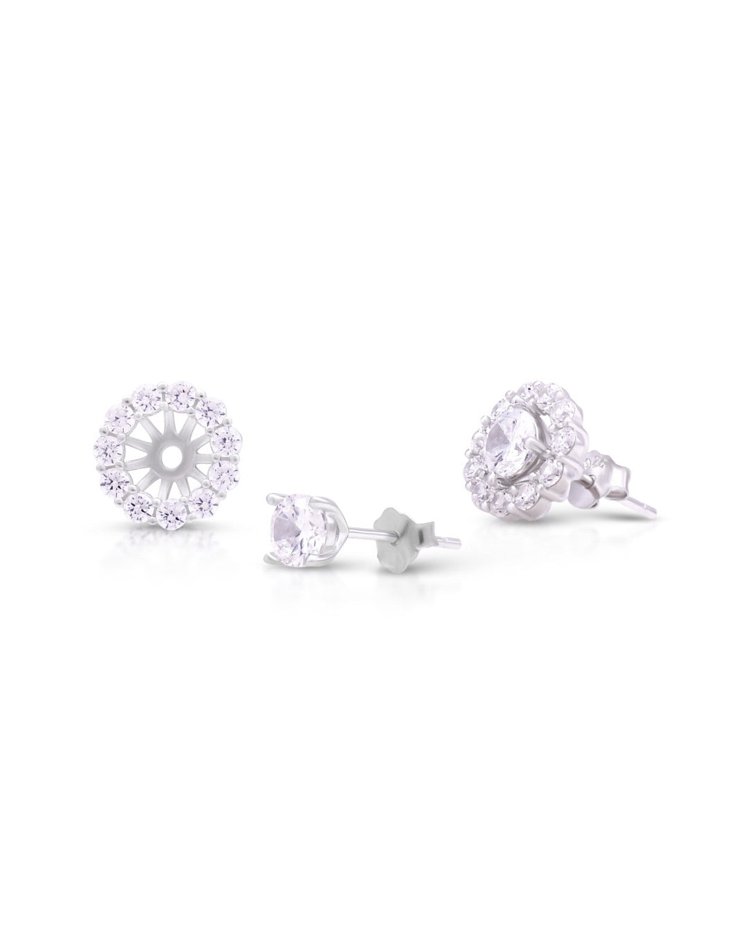 Silver Radiant Halo Sparkle Earrings