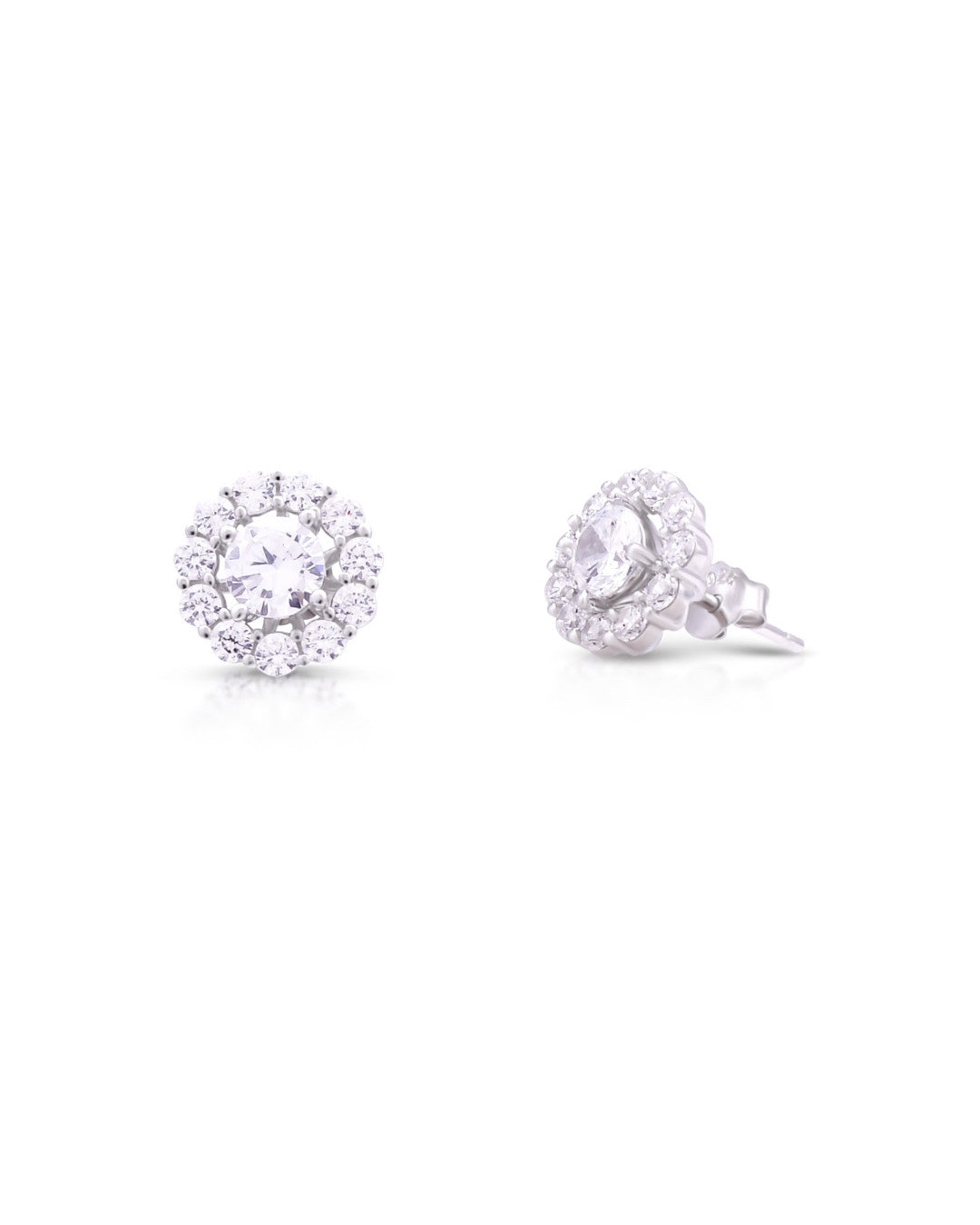 Silver Radiant Halo Sparkle Earrings
