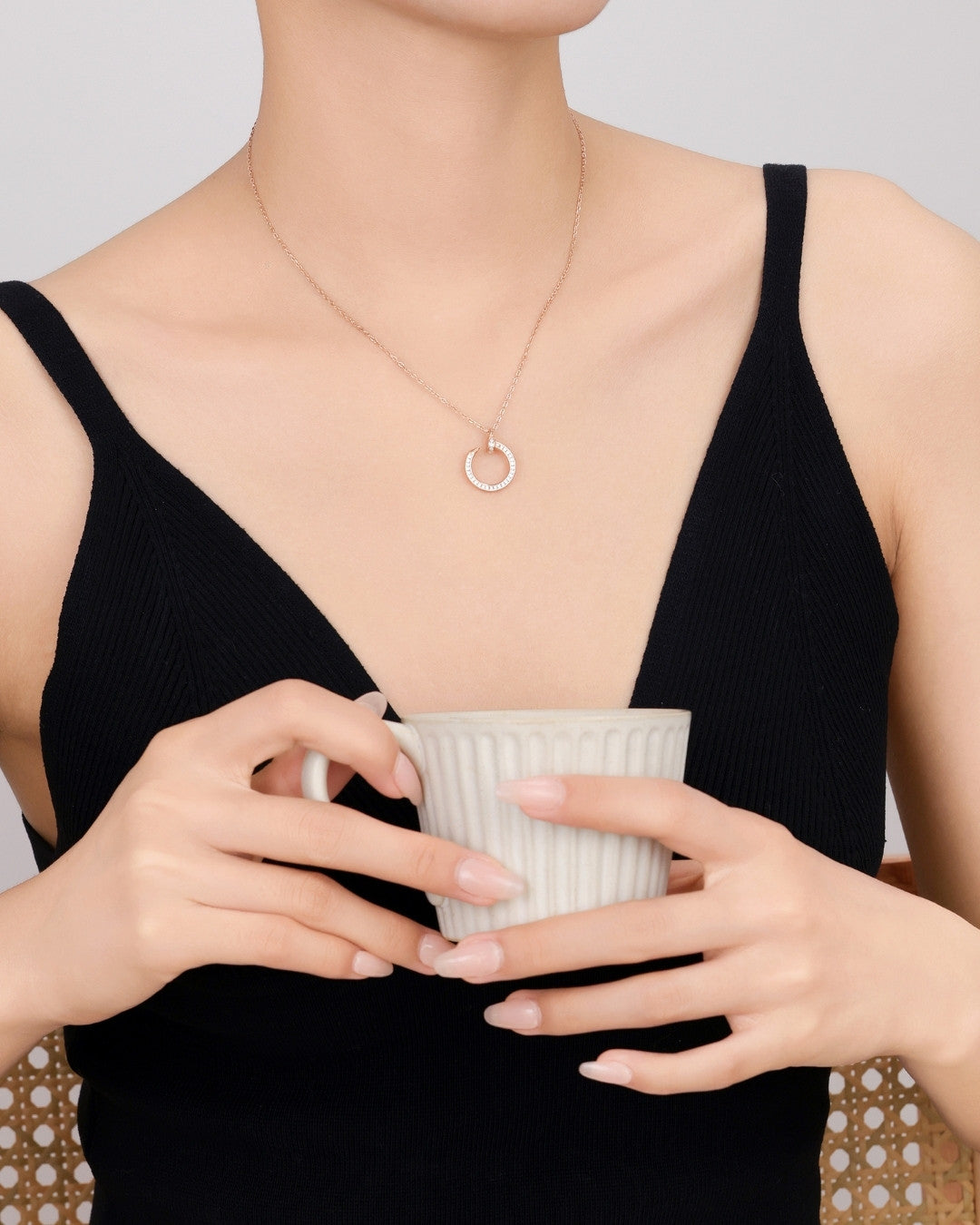 Silver Radiant Rose Gold Pendant Necklace