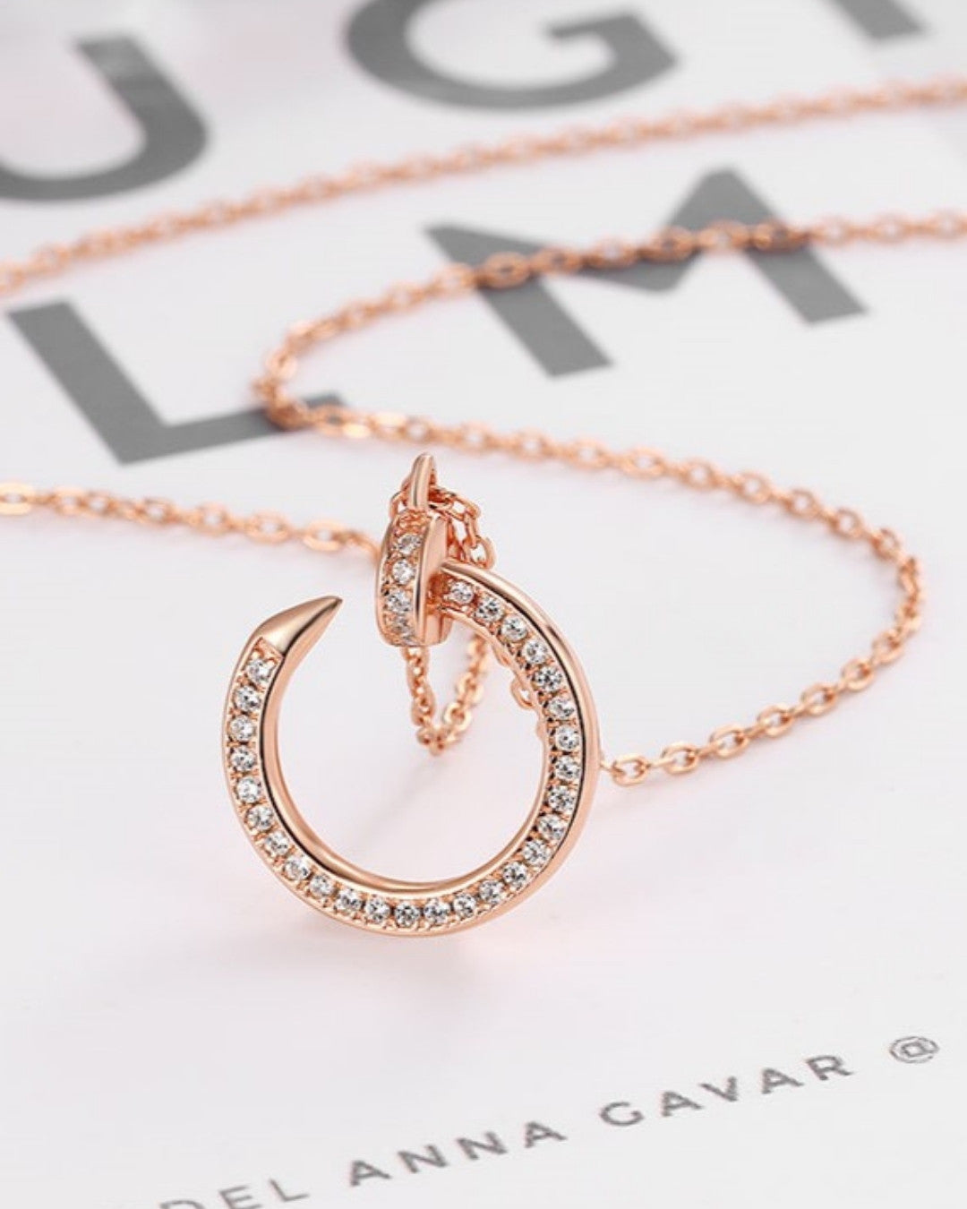 Silver Radiant Rose Gold Pendant Necklace