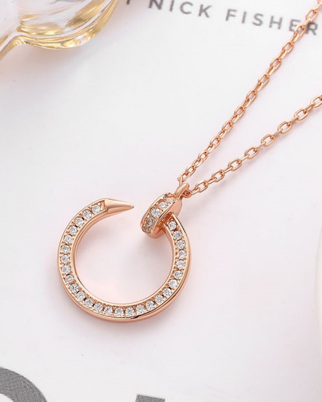 Silver Radiant Rose Gold Pendant Necklace