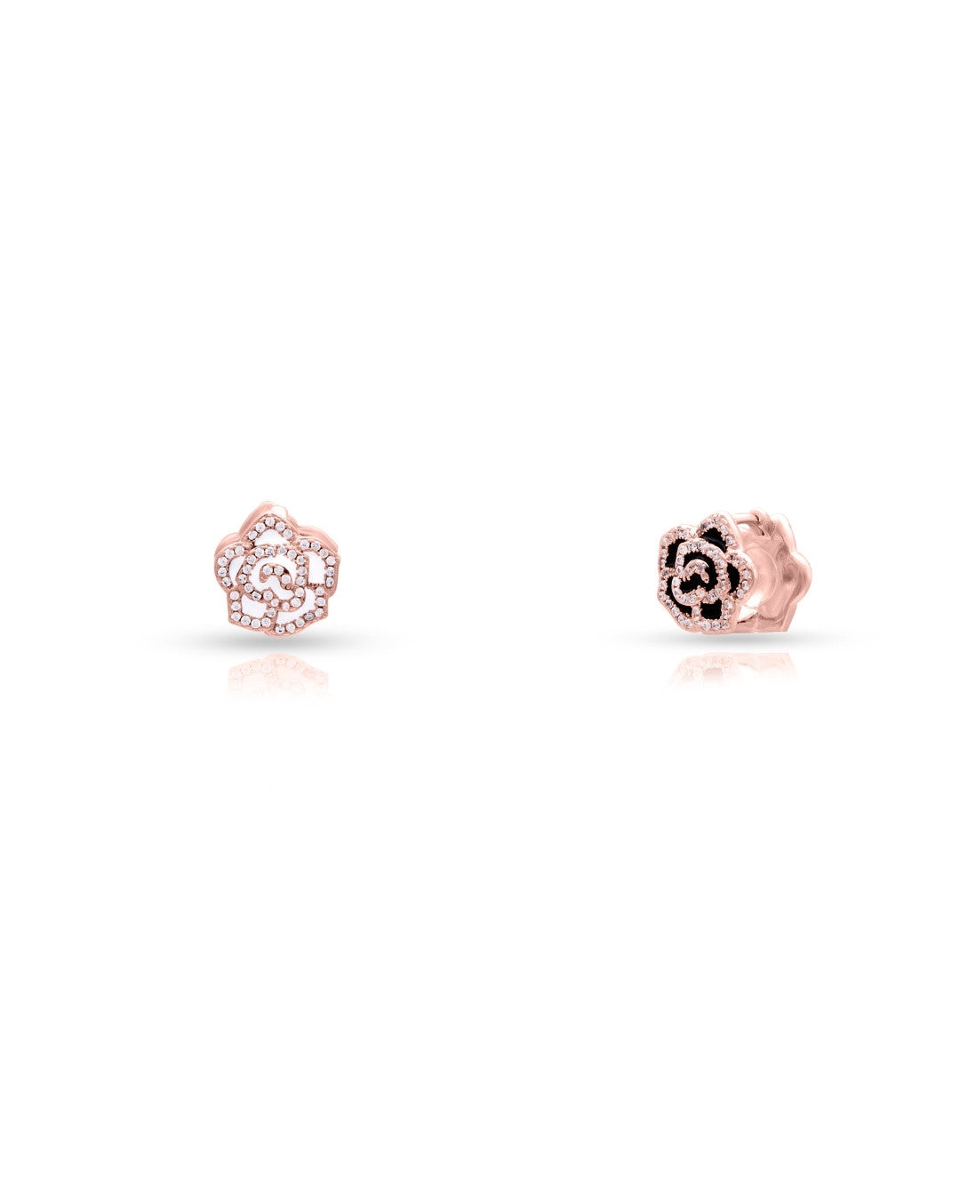 Silver Rose Noir Stud Earrings