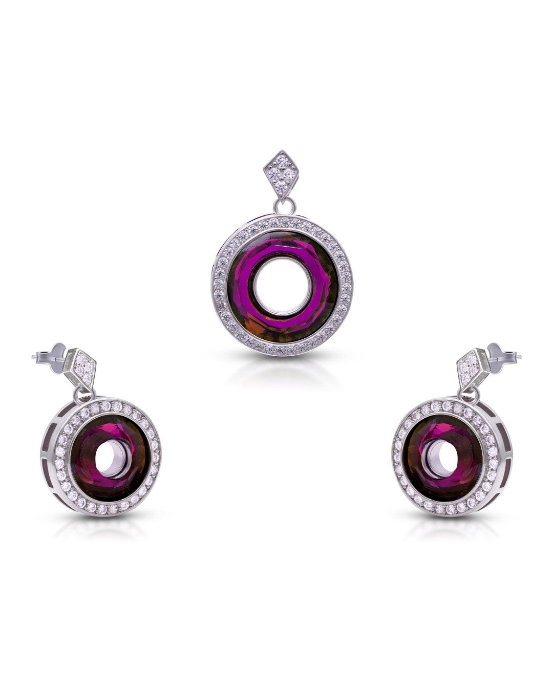 Silver Royal Amethyst Pendant Set