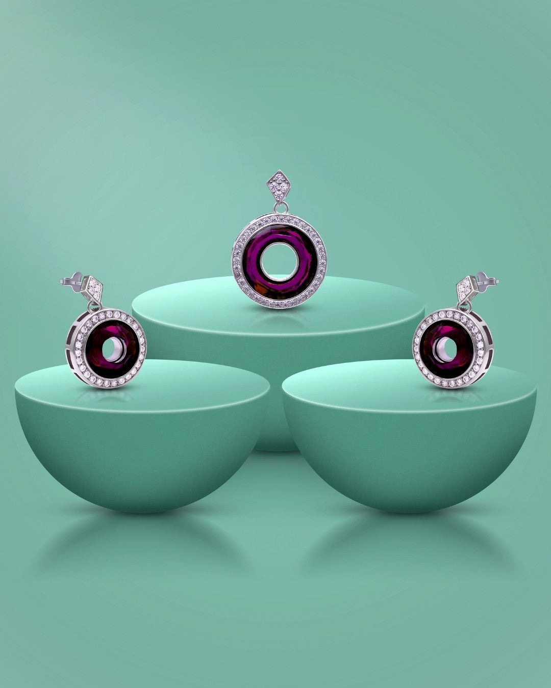 Silver Royal Amethyst Pendant Set