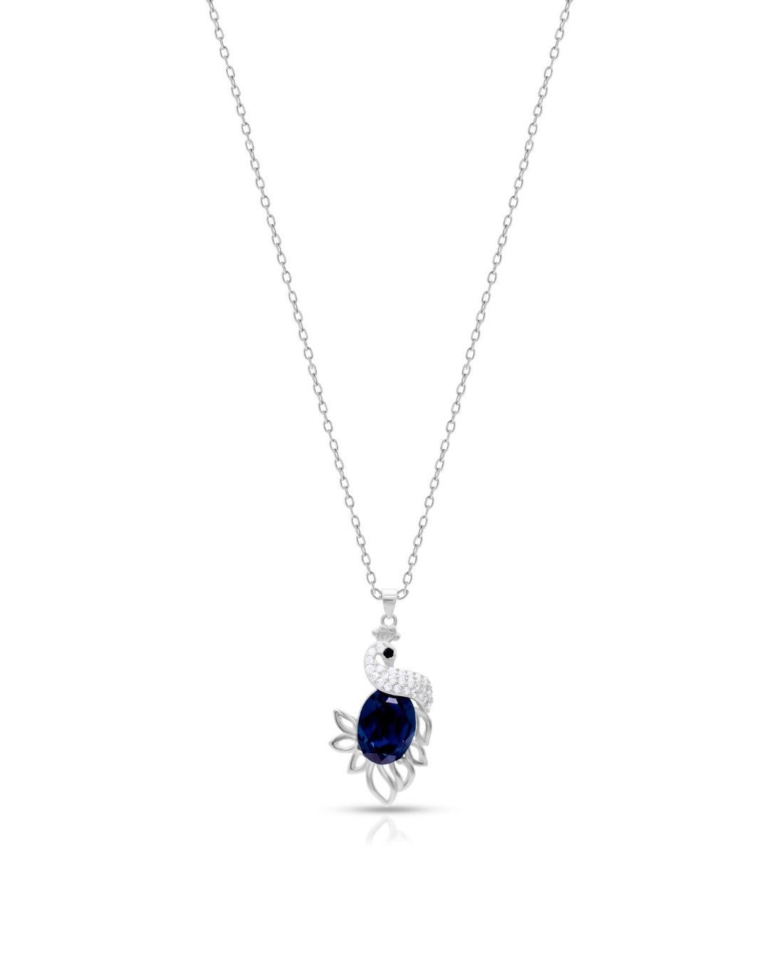 Silver Royal Peacock Sapphire Pendant Necklace