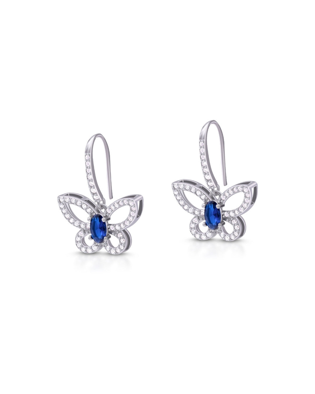 Silver Sapphire Butterfly Grace Earrings