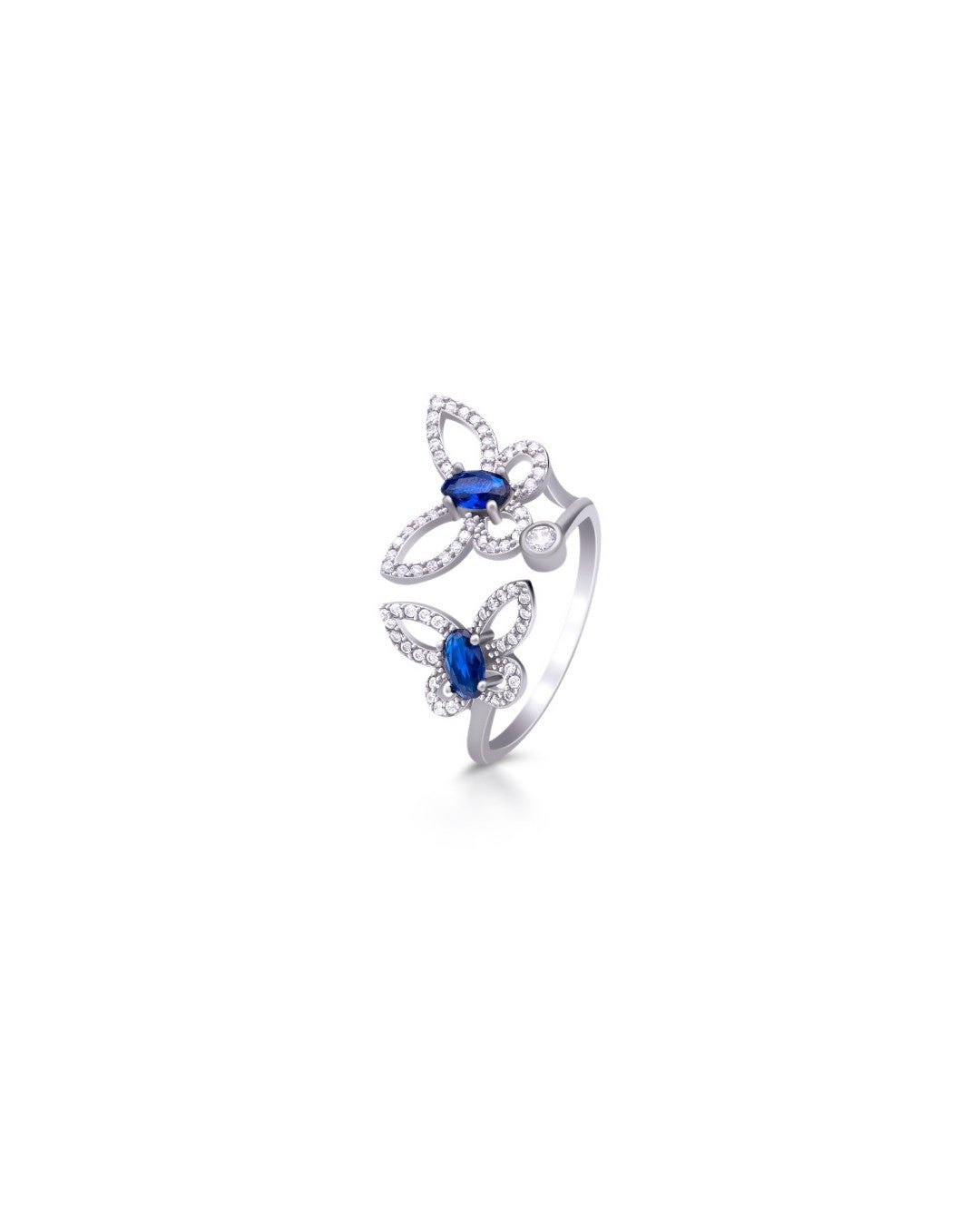Silver Sapphire Butterfly Grace Ring