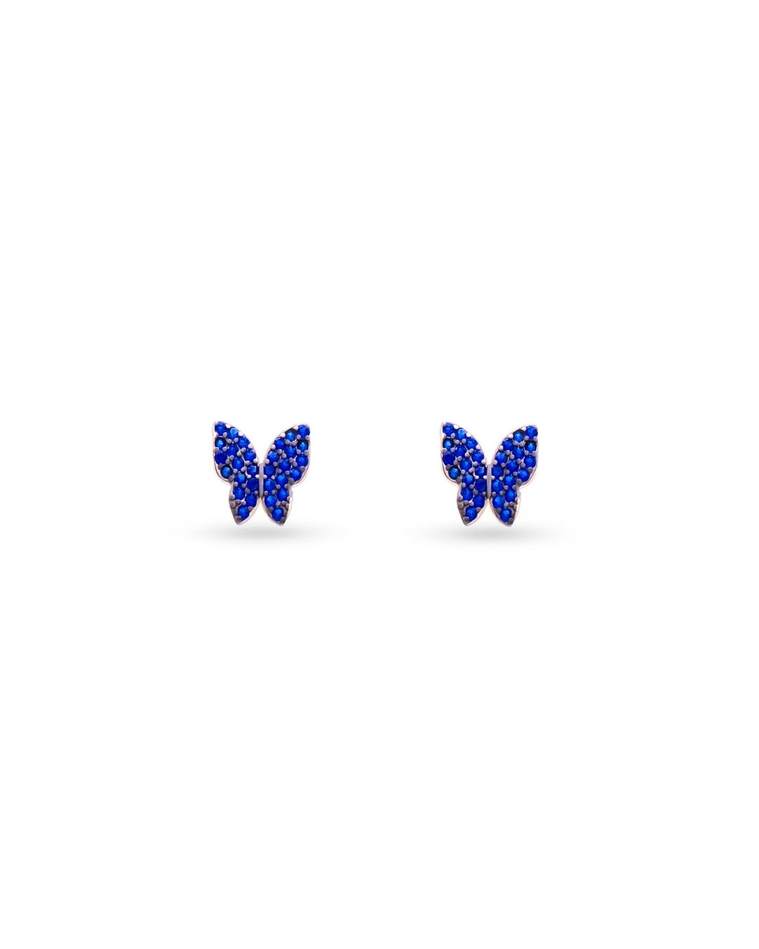 Silver Sapphire Dream Butterfly Stud Earrings