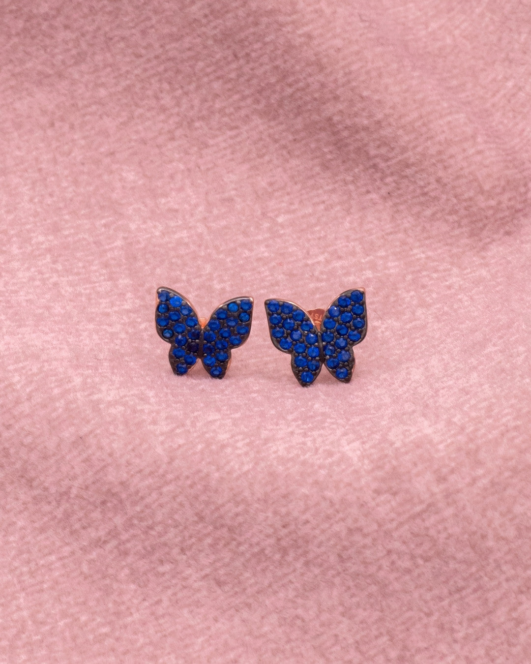 Silver Sapphire Dream Butterfly Stud Earrings