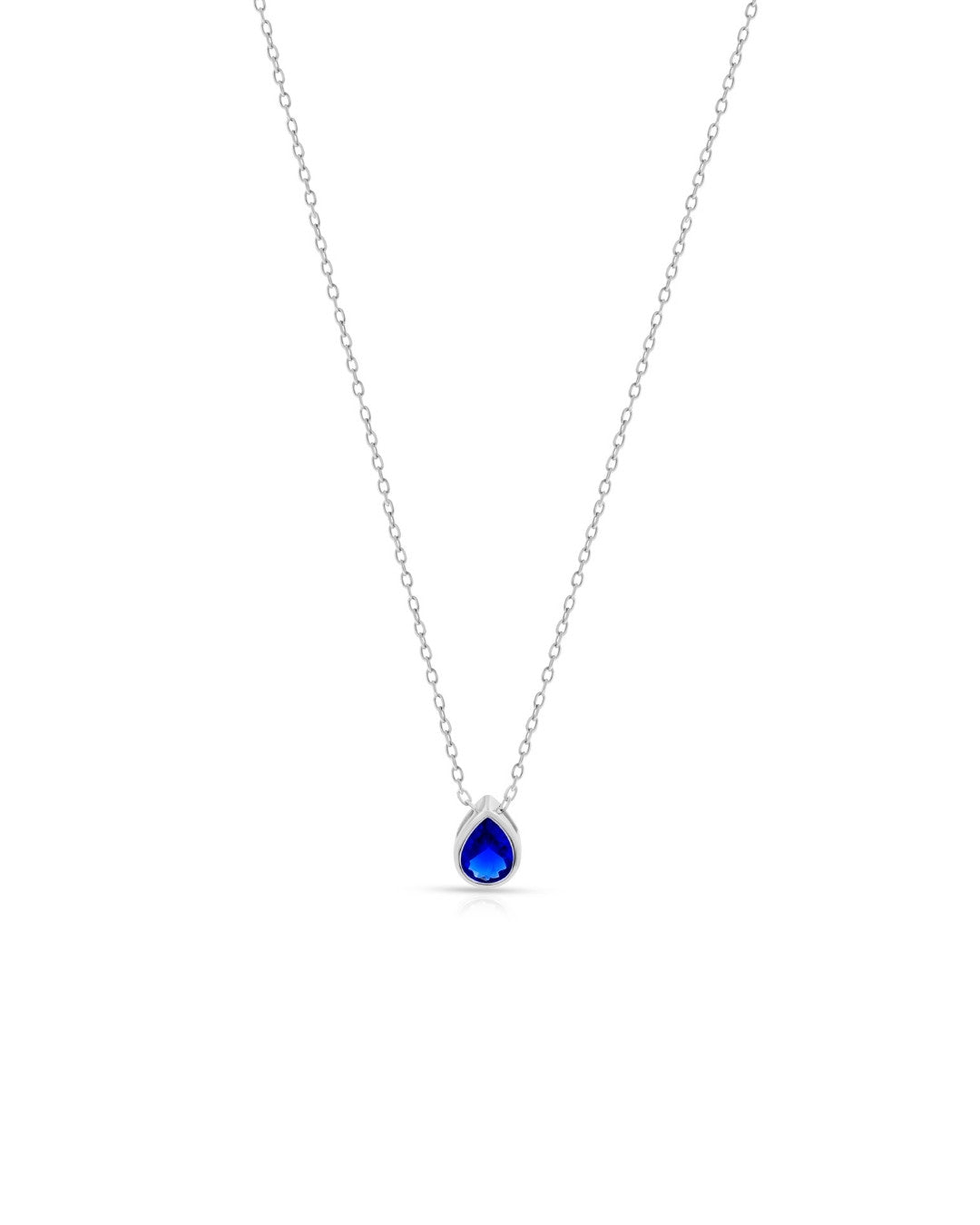 Silver Sapphire Drop Elegance Pendant Necklace