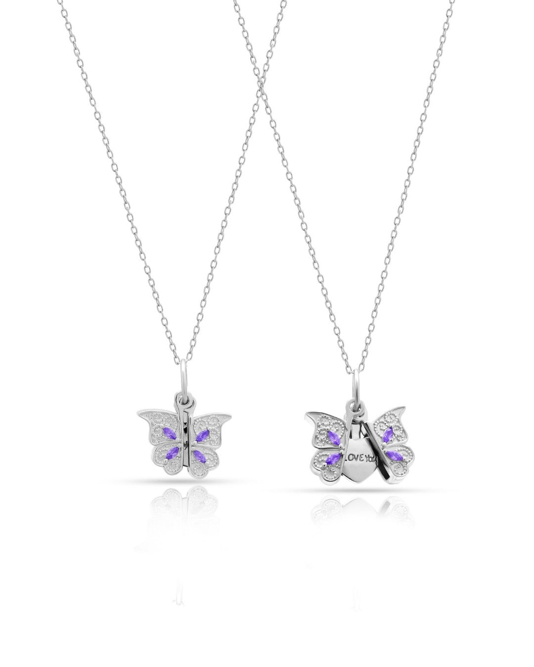 Silver Secret Message Butterfly Pendant Necklace