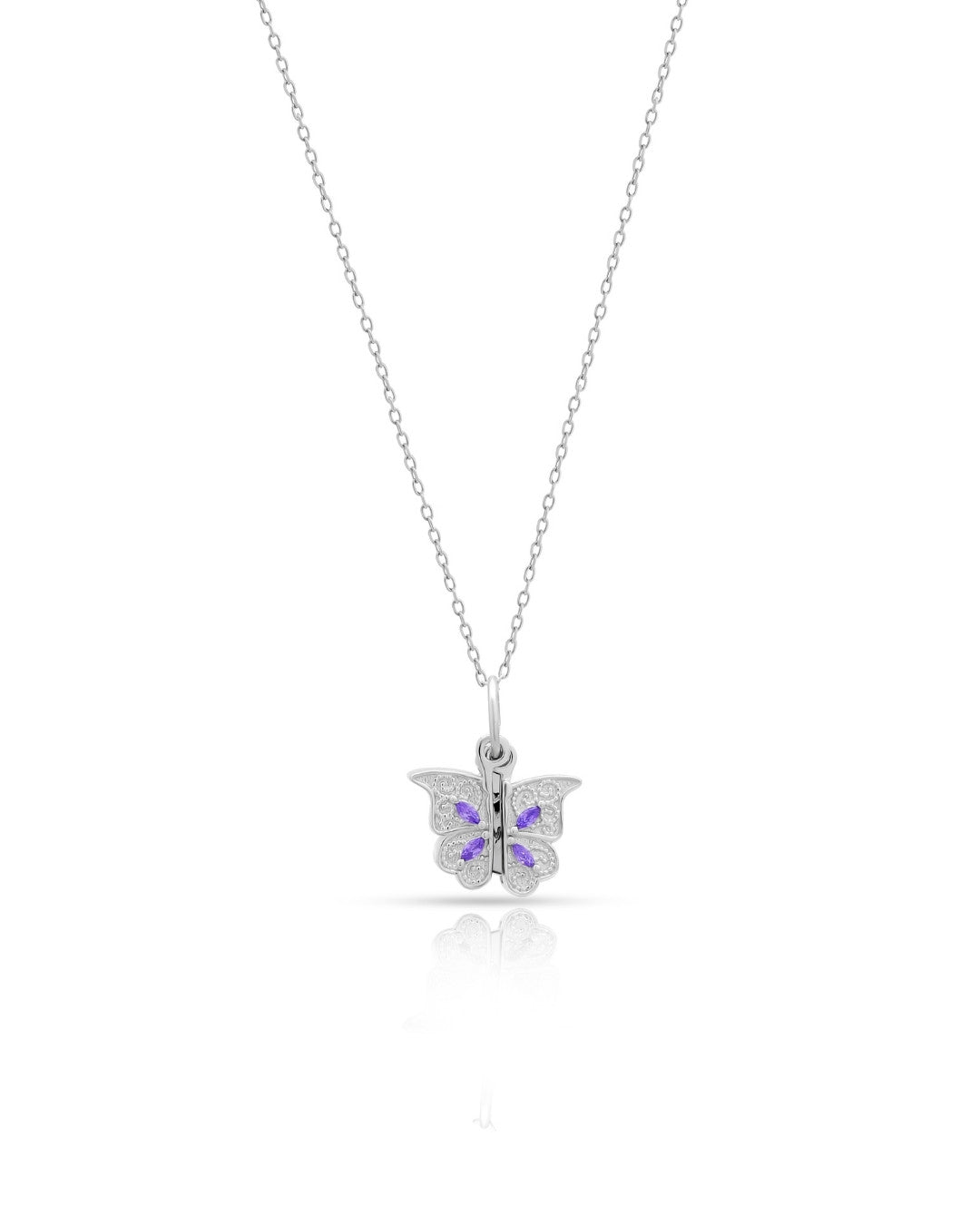 Silver Secret Message Butterfly Pendant Necklace
