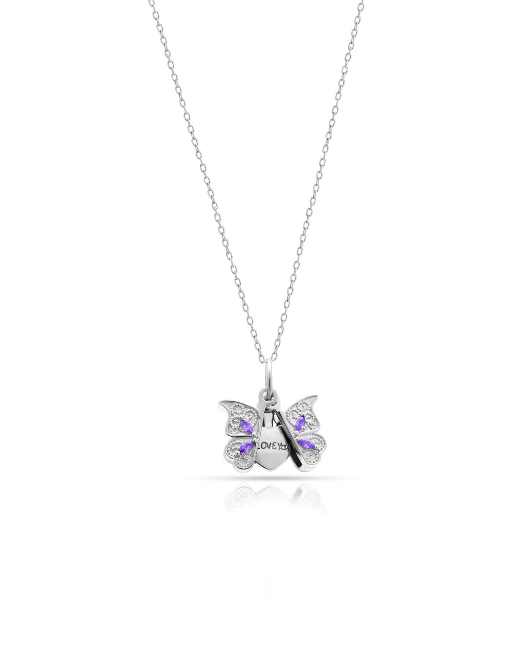 Silver Secret Message Butterfly Pendant Necklace
