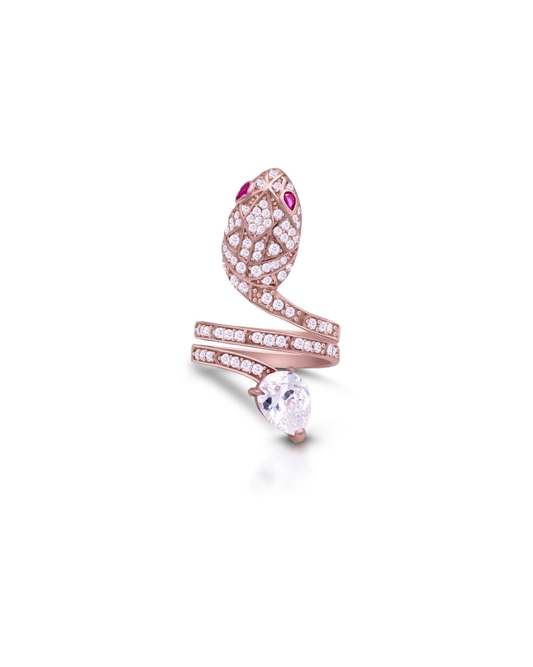 Silver Serpent Majesty Rose Gold Ring