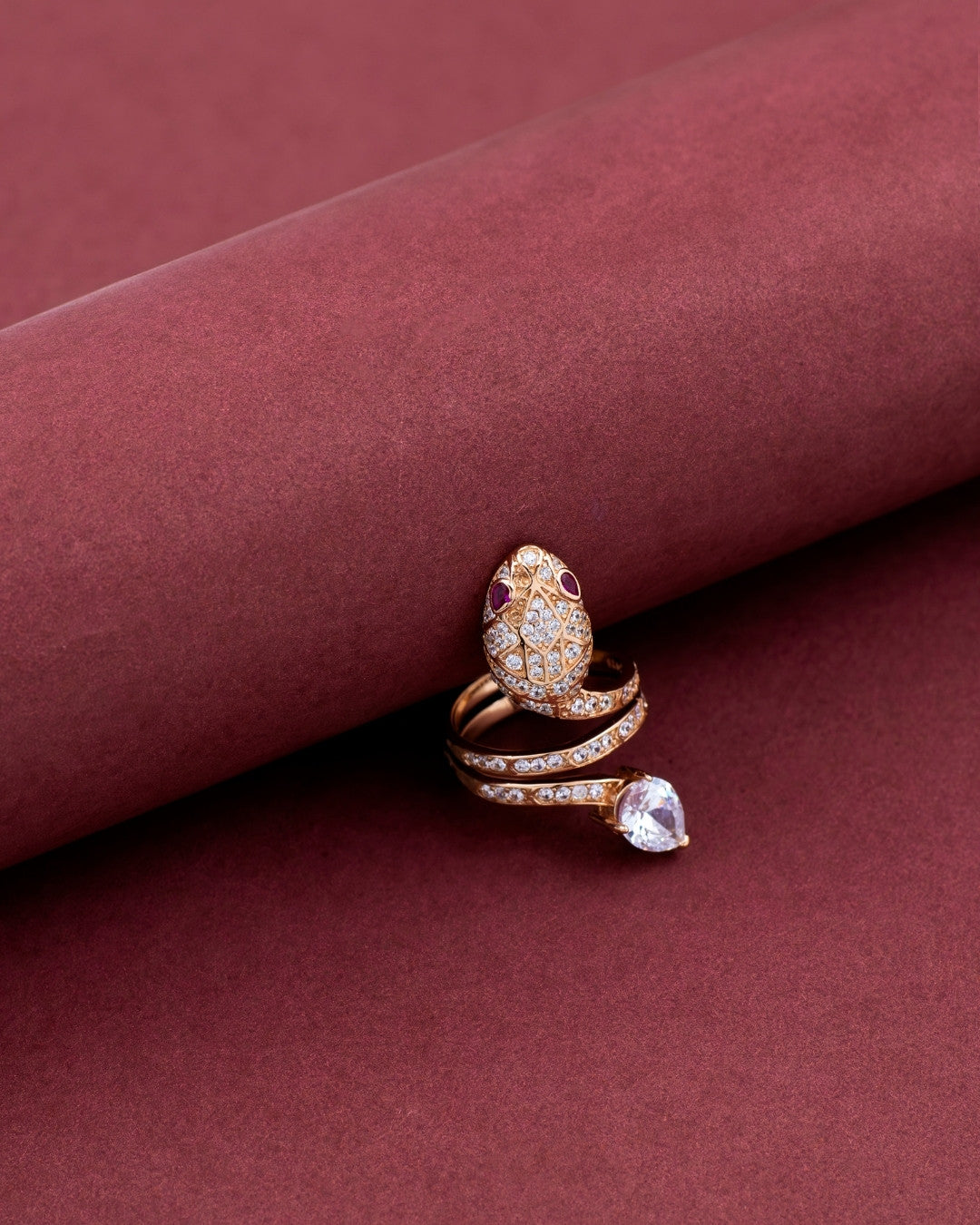 Silver Serpent Majesty Rose Gold Ring