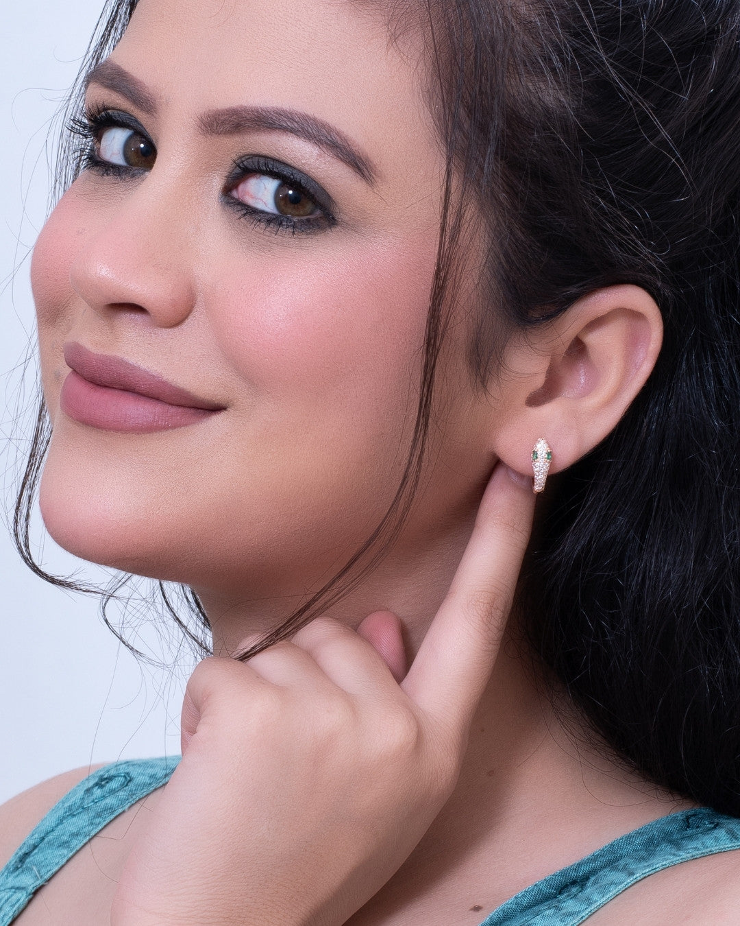Silver Serpentine Glam Hoop Earrings