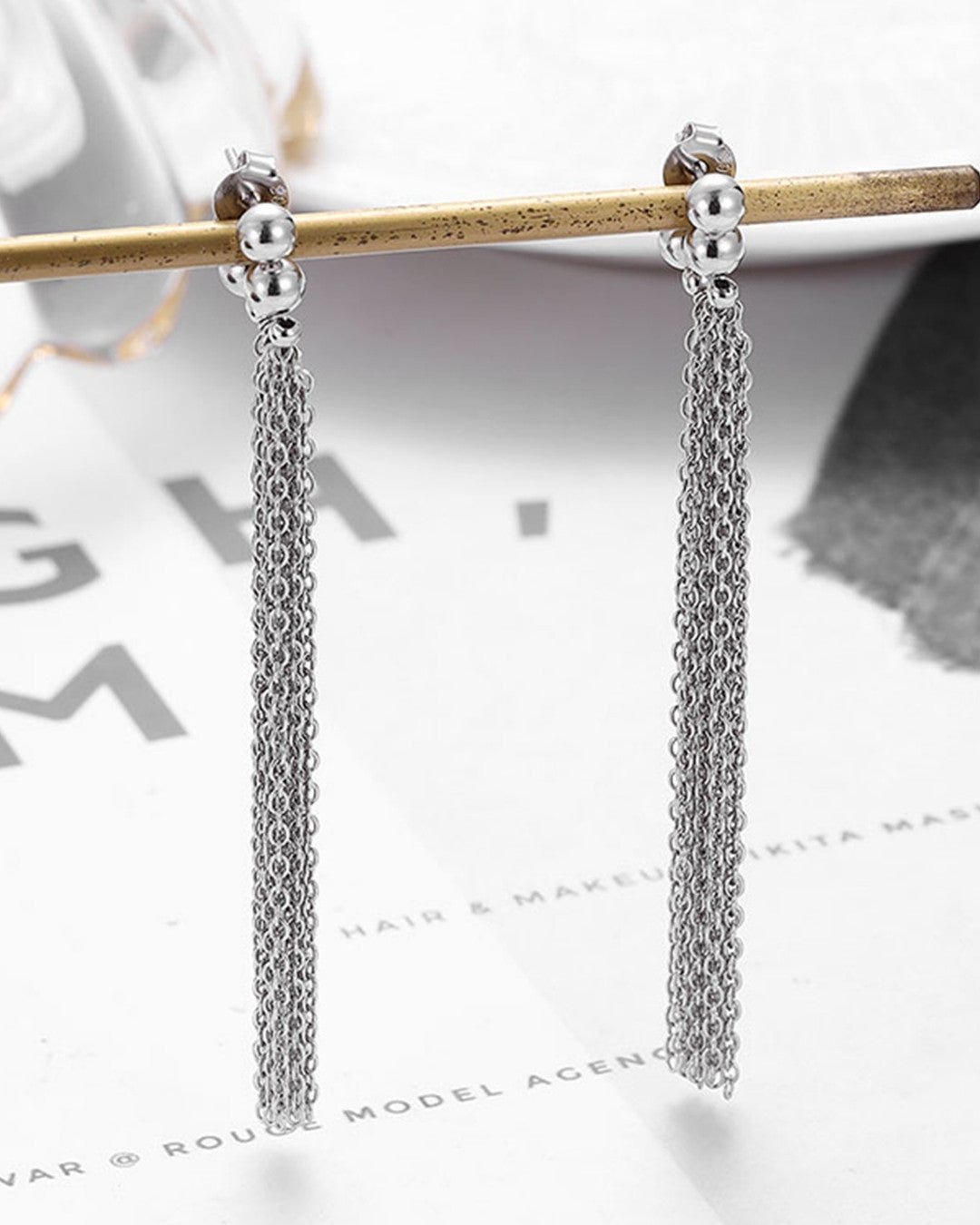 Silver Silver Cascade Tassel Earrings