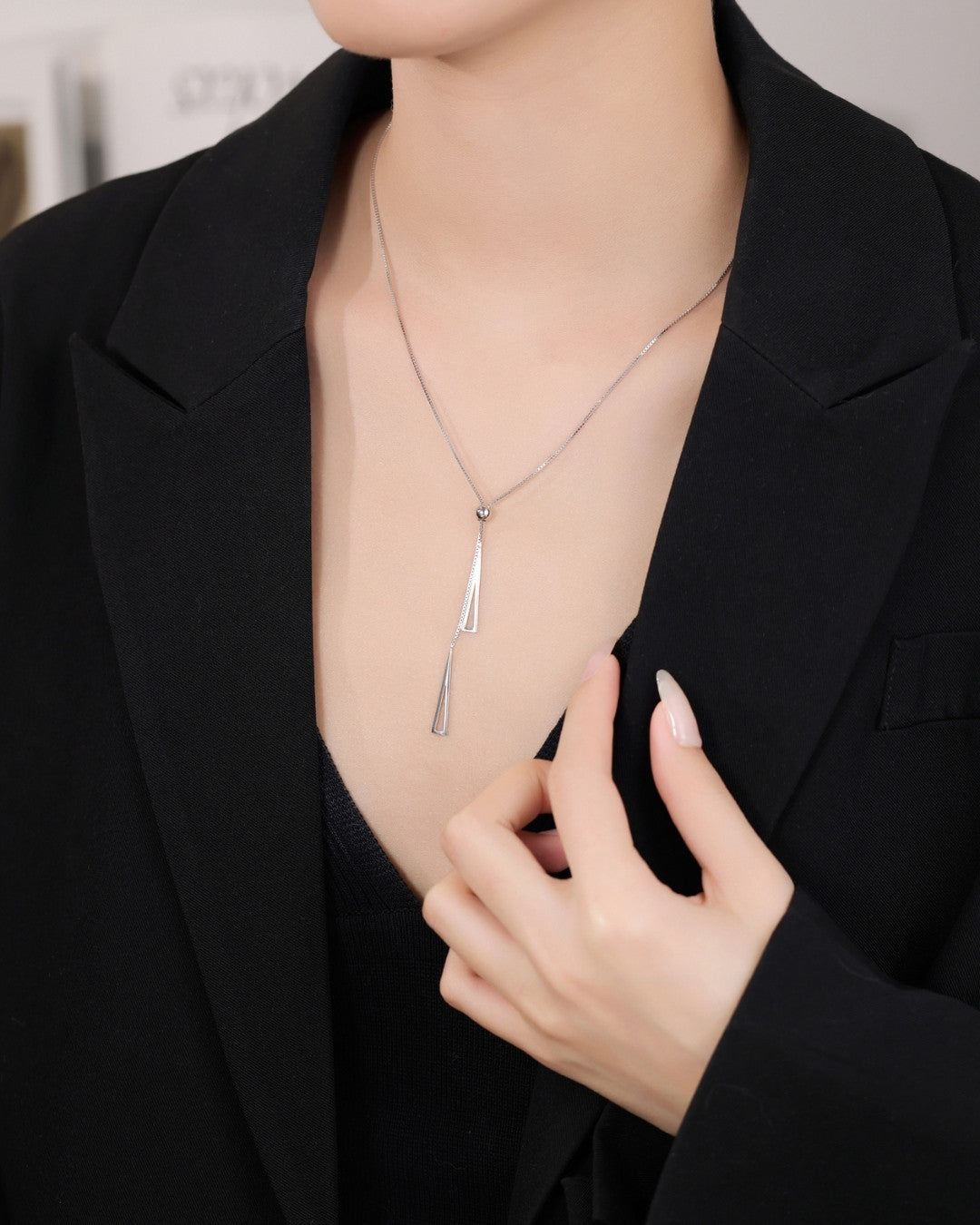 Silver Sleek Harmony Y Pendant Necklace