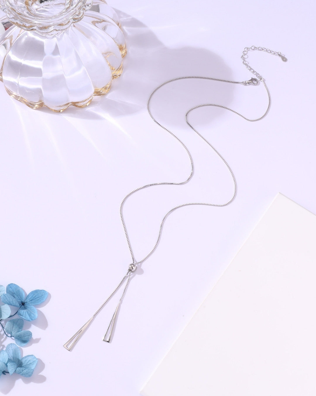 Silver Sleek Harmony Y Pendant Necklace