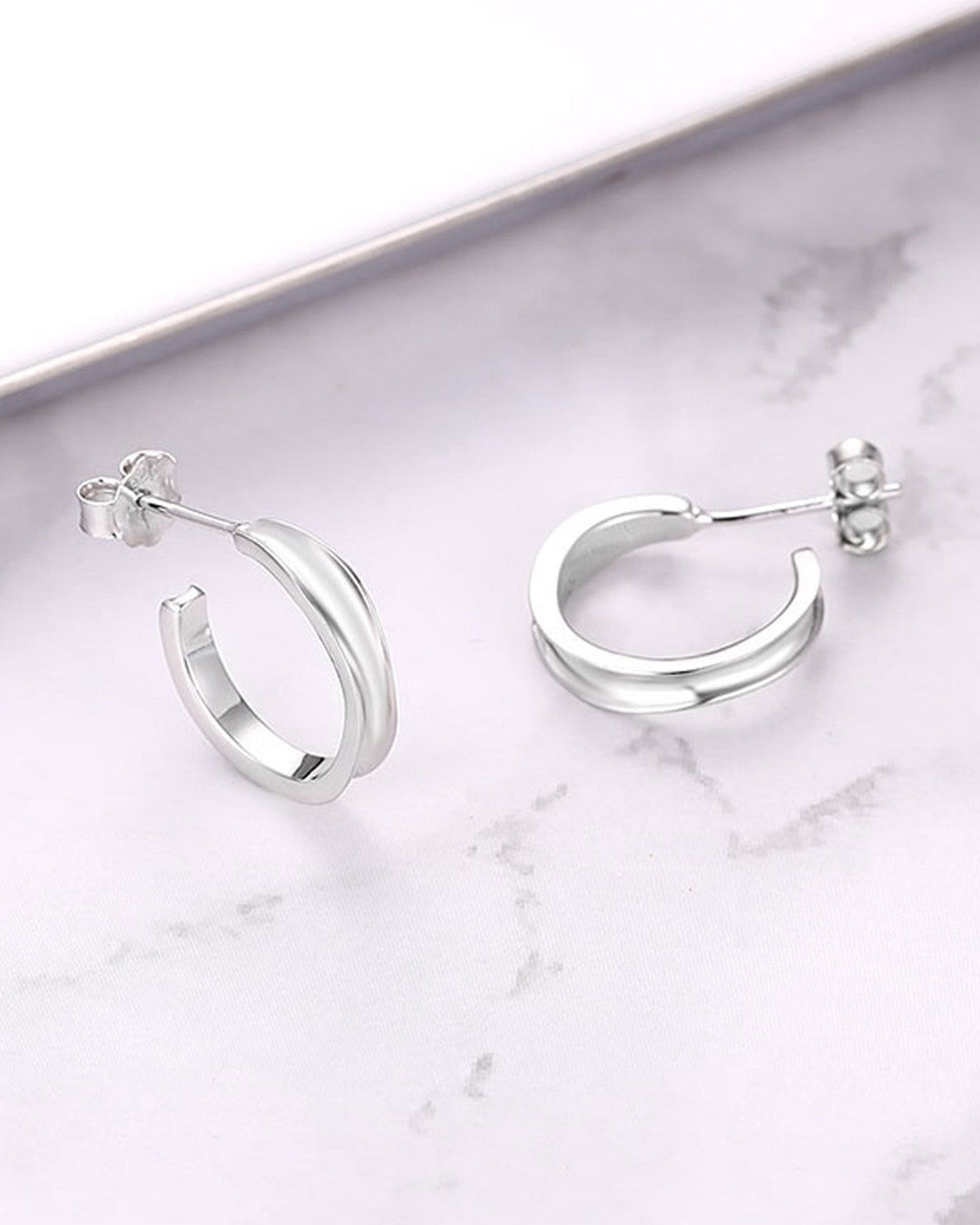 Silver Timeless Elegance Hoop Earrings