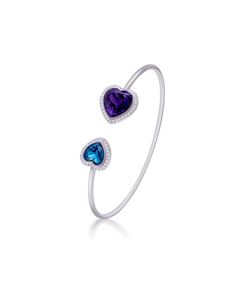 Silver Twin Hearts Bangle
