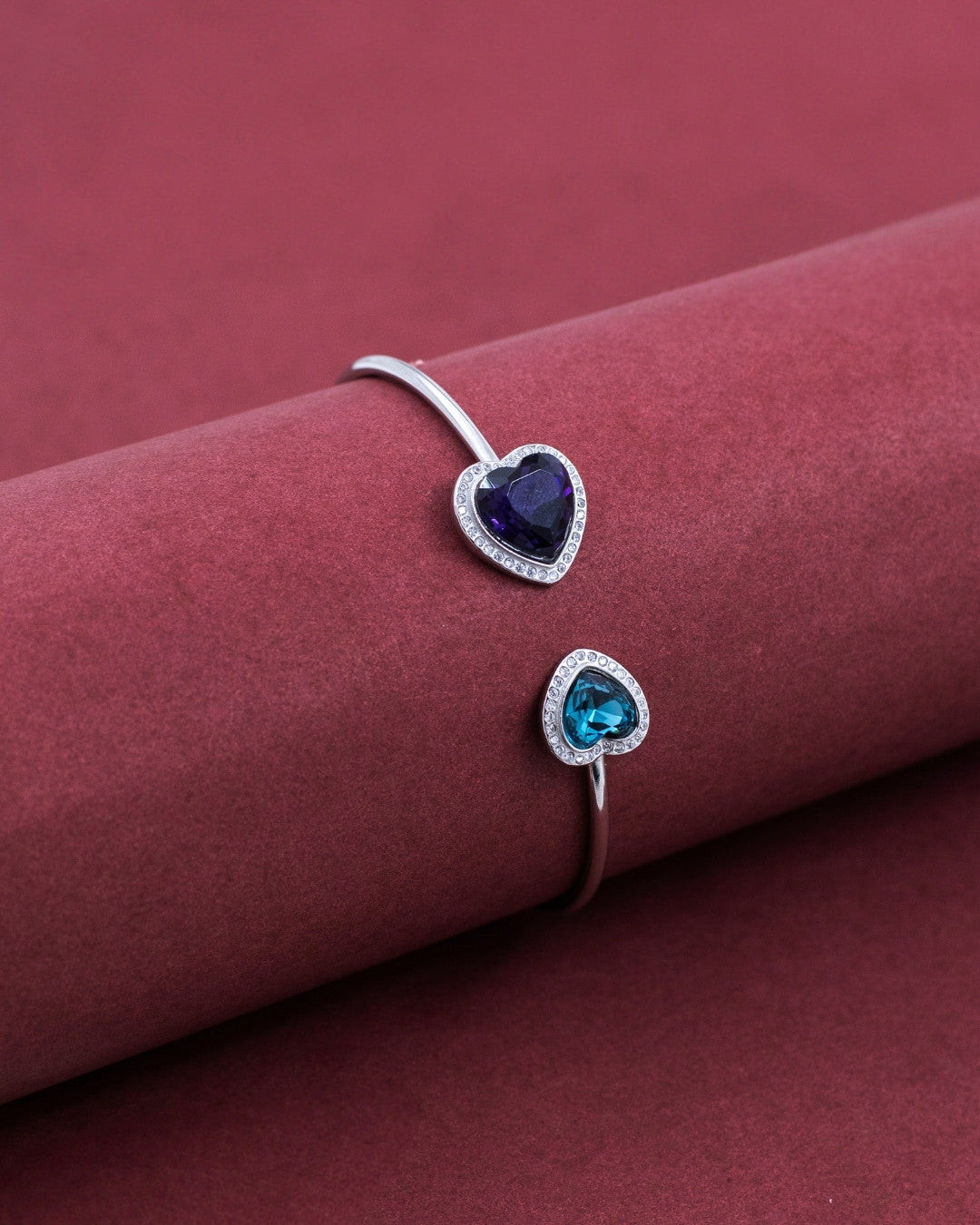 Silver Twin Hearts Bangle