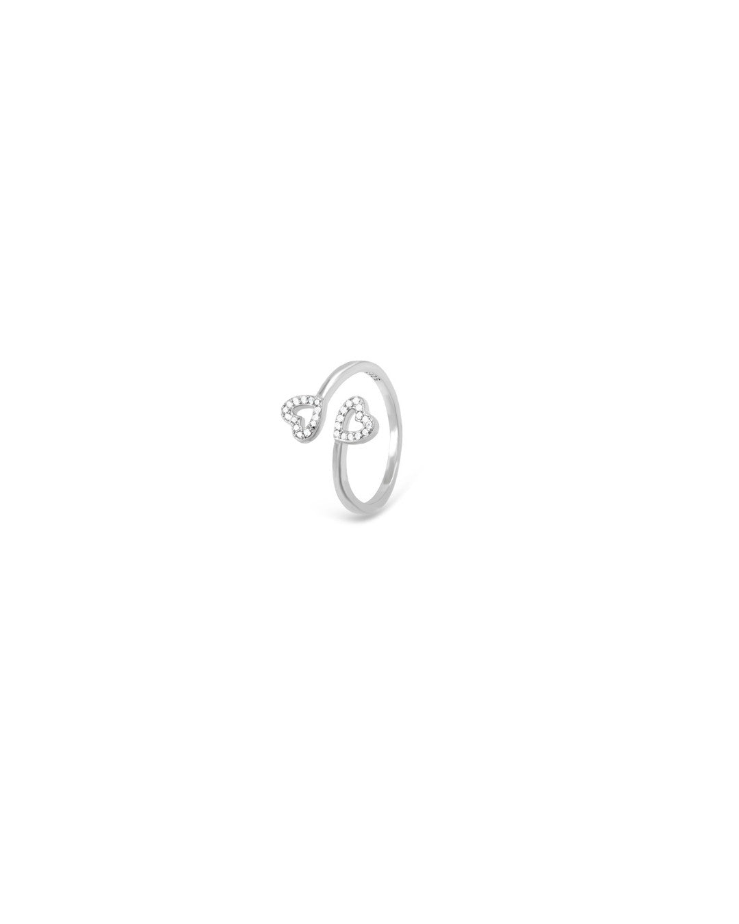 Silver Twin Hearts Embrace Ring