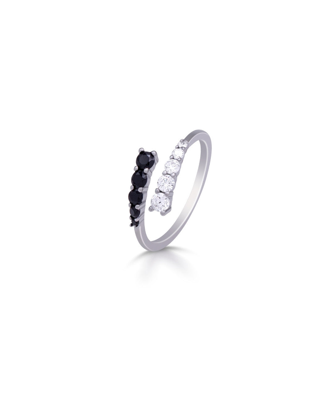 Silver Yin-Yang Harmony Dual Stone Ring