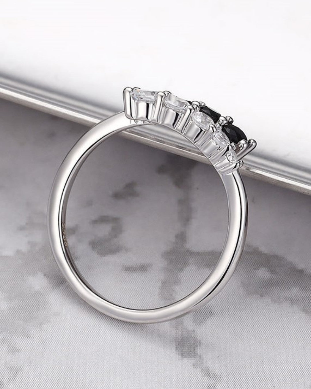 Silver Yin-Yang Harmony Dual Stone Ring