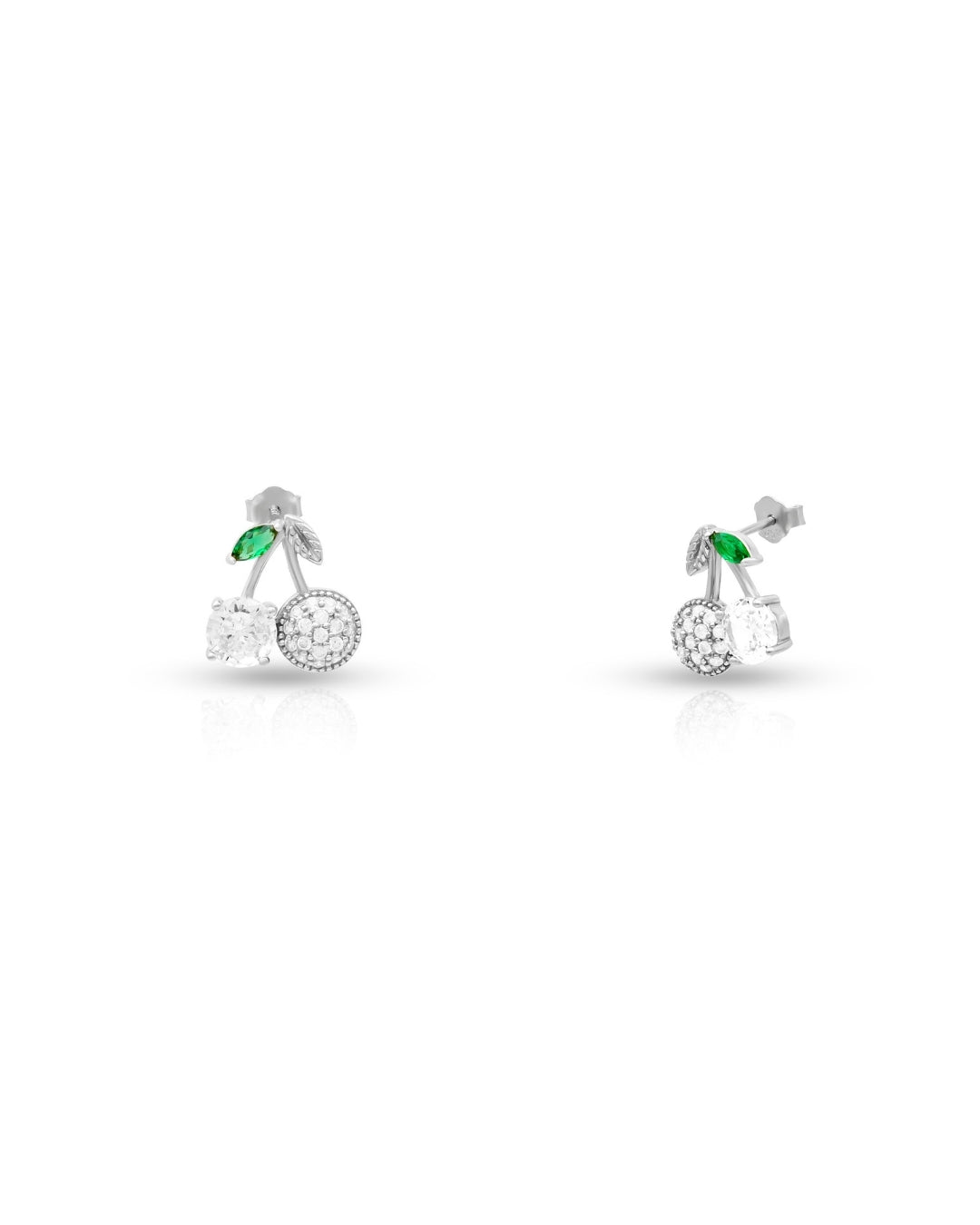 Silver Emerald Bloom Cherry Earrings