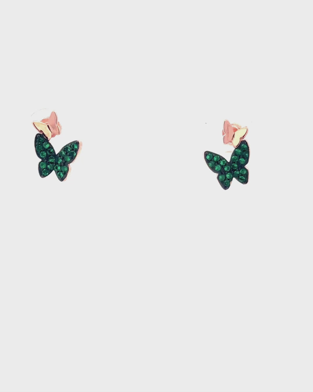 Silver Emrald Butterfly Earrings