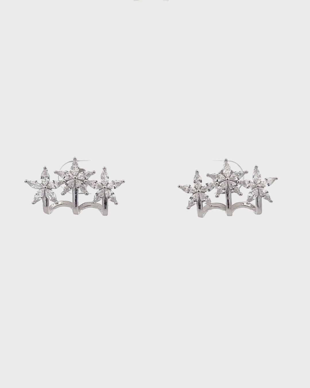 Silver Celestial Blossom Climber Earrings