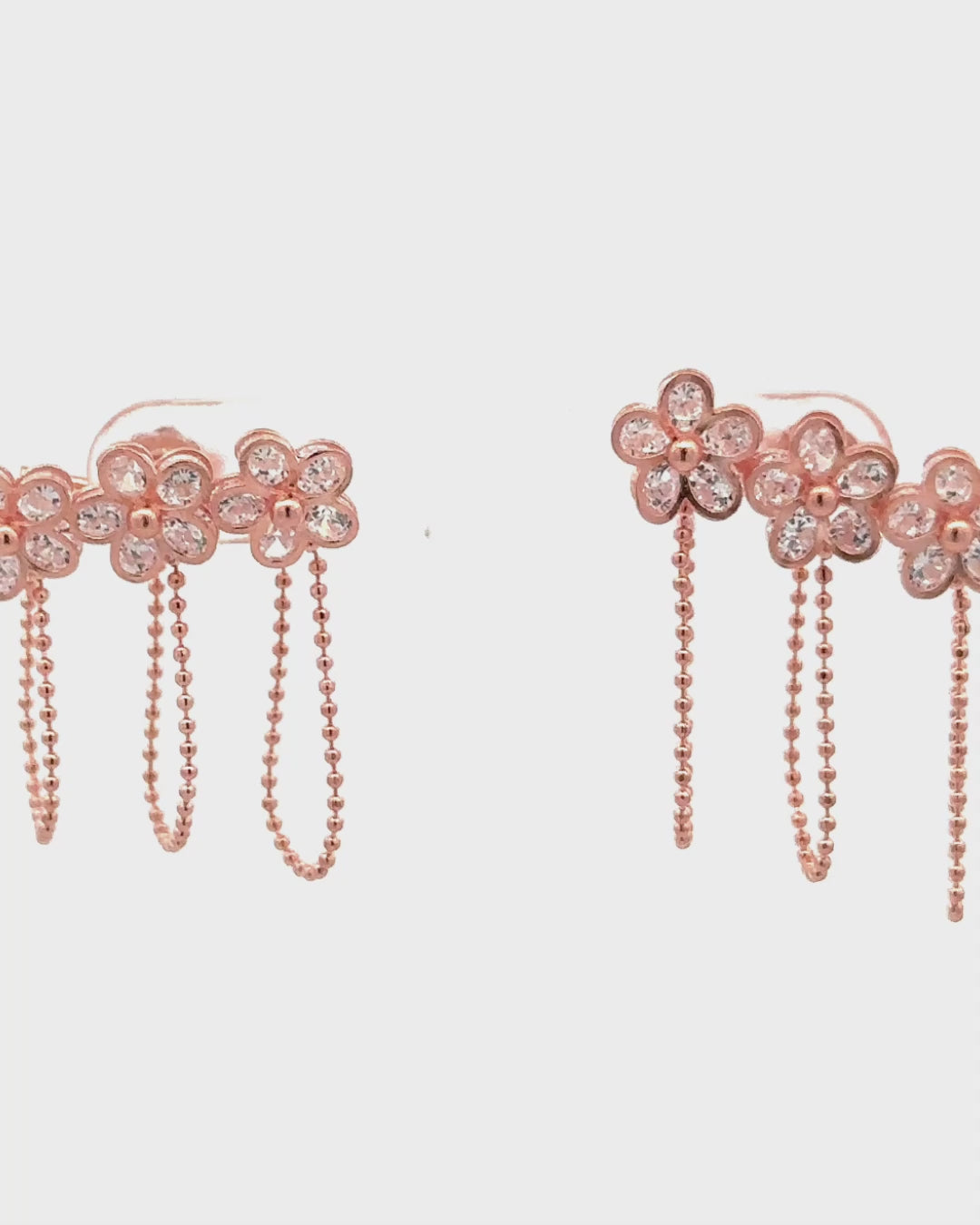 Silver Blossom Drizzle Rose Gold Earrings
